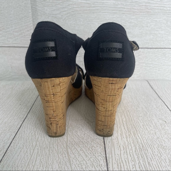 Toms | Black Strappy Cork Wedge - Picture 4 of 4